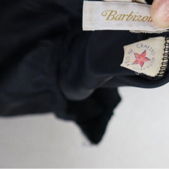 BARBIZON - VINTAGE WOMEN'S BLACK CREPE MIDI SKIRT SLIP - HALF SLIP - SIZE S - Picture 5 of 11